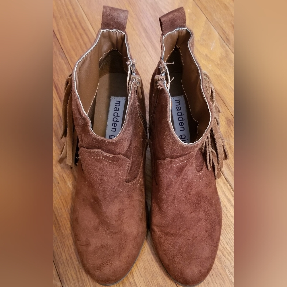Women's Madden Girl Brown Suede Fringe Ankle Boots